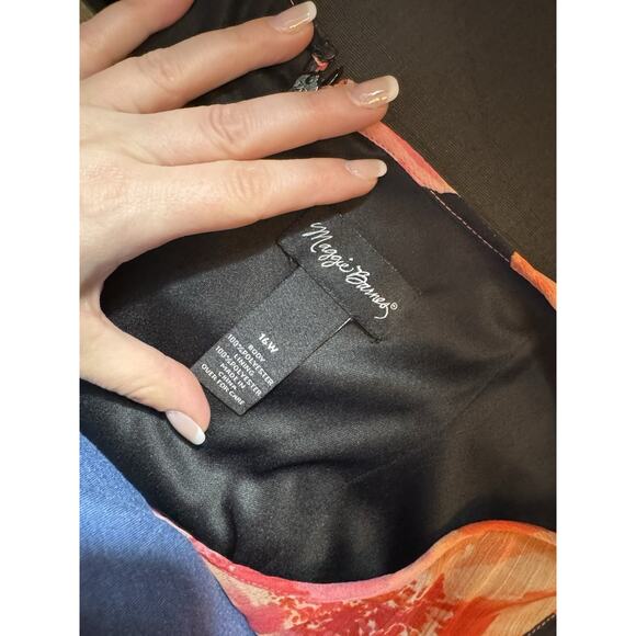 Maggie Barnes Dress 16W Pink Orange Floral‎ Maxi Flowy Beachy Casual Colorful - Picture 6 of 6